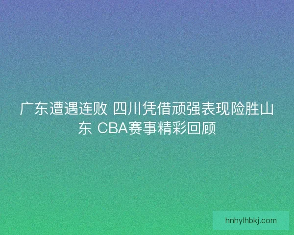 广东遭遇连败 四川凭借顽强表现险胜山东 CBA赛事精彩回顾